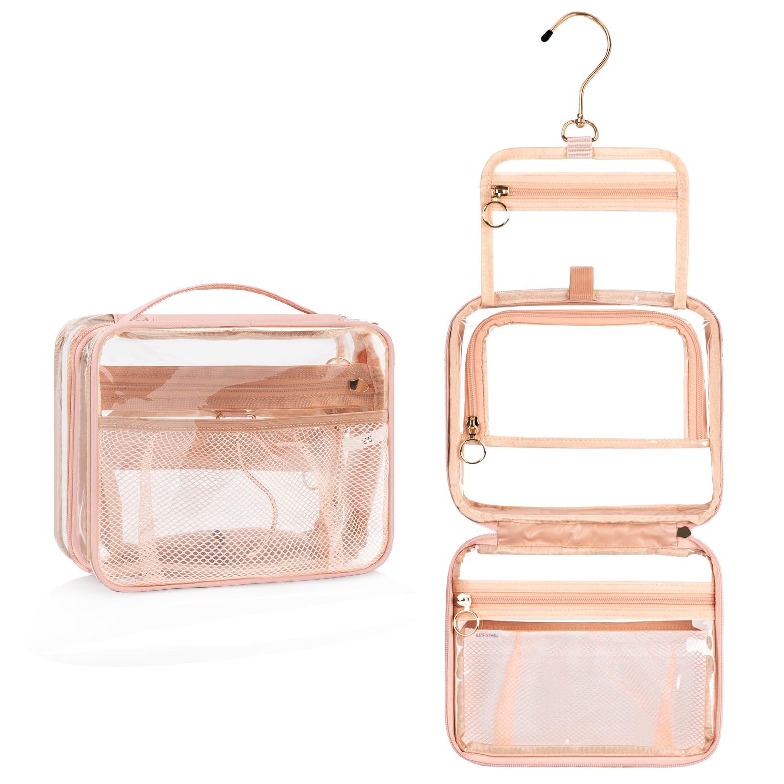 Photo 1 of CUBETASTIC Hanging Travel Toiletry Bag for Women, Clear Makeup Bags Portable Transparent Cosmetic Case Small Skincare Pouch Waterproof Travel Bag for Toiletries