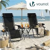 VOUNOT Zero Gravity Chair Set of 2 with Side Table Black Folding Loungers view 7