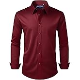 Alimens & Gentle Men's Dress Shirt Regular Fit Stretch Stain Shield Long Sleeve Solid Business Wedding Button Down Shirts