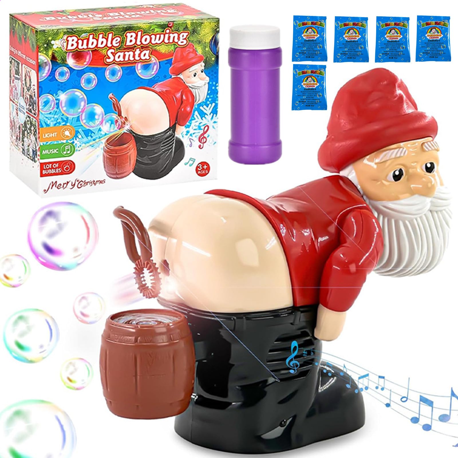 Santa Automatic Bubble Machine - Electric Christmas Funny Fart Bubble Toy For Kids