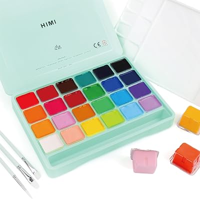 INK LAB Himi Gouache Paint Kit 18 Colors Jelly Cup Portable Palette 30ml
