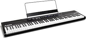 Alesis Recital – 88 Key Digital Piano Keyboard with Semi Weighted Keys, 2x20W Speakers, 5 Voices, Split, Layer and Lesson Mode, FX and Piano Lessons