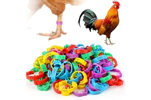 Cosyall 100 Pcs Adjustable Chicken Leg Rings, Multicolor Numbered Chicken Identification Leg Bands, Durable Poultry Leg Bands for Chickens Turkey Goose Ducks