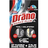 Drano Gel Drain Clog Remover and Cleaner 16oz and Snake Plus Tool 16 inches, Unclogs Tough blockages, Commercial Line