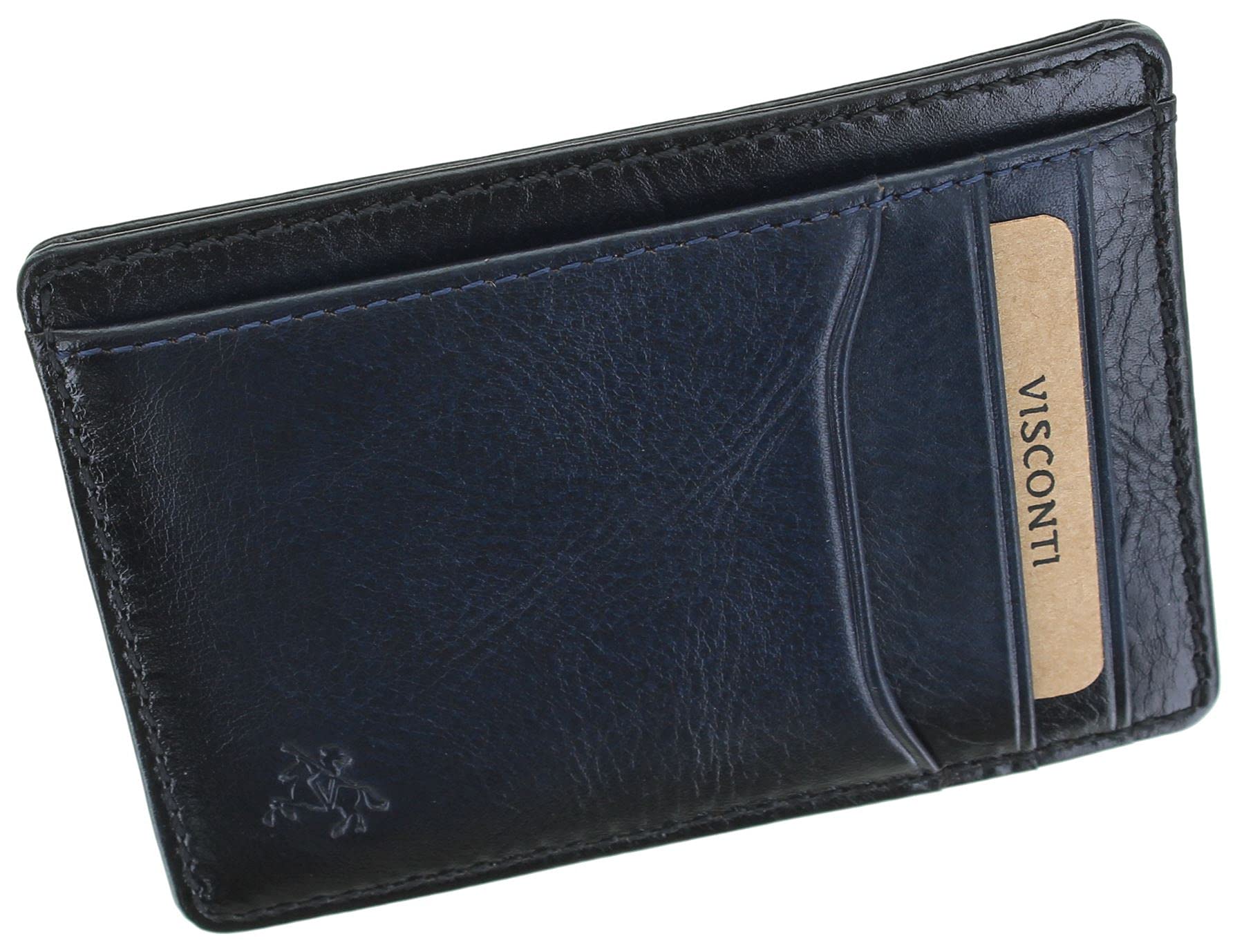 VISCONTI Atelier Collection Madison Leather Card Holder RFID Blocking AT67 Burnished Blue