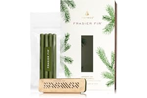 Thymes Frasier Fir Car Diffuser Kit + Refills – Vent Clip Air Freshener + 4 Frasier Fir Diffuser Reeds – Car Air Fresheners with Fresh Scent – Long-Lasting Fragrance