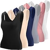 Breathffy 6 Pcs Thermal Tank Tops Women Underwear Tops Sleeveless Undershirt Cotton Camisole Warm Base Layer for Women