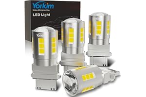 Yorkim 3157 LED Bulb White, 6500K high brightness 3156 led bulb with projector 3057 3056 3457 4157 bulb led Replacement Lamp for Turn Signal Reverse Brake Tail Lights or Day Running Light, pack of 4