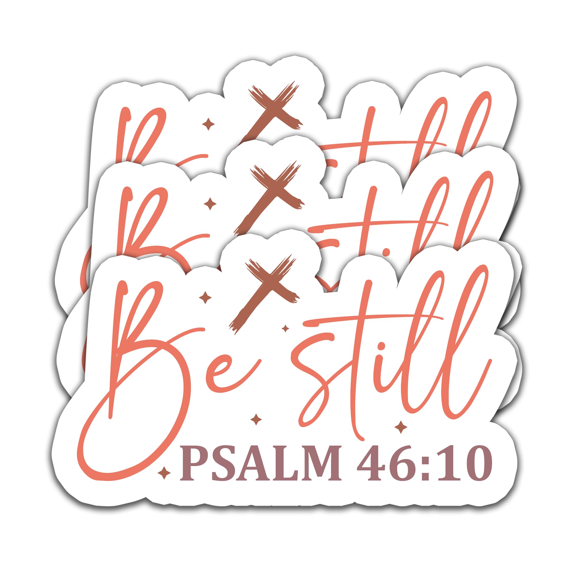 Photo 1 of (3PCS) Be Still Psalm 46:10 Sticker – Bible Verse Christian Stickers, Inspirational Faith Vinyl Decals for Laptop, Water Bottle, Tumbler, Scrapbook, Waterproof Religious Sticker Gift, 3" x 1.8"