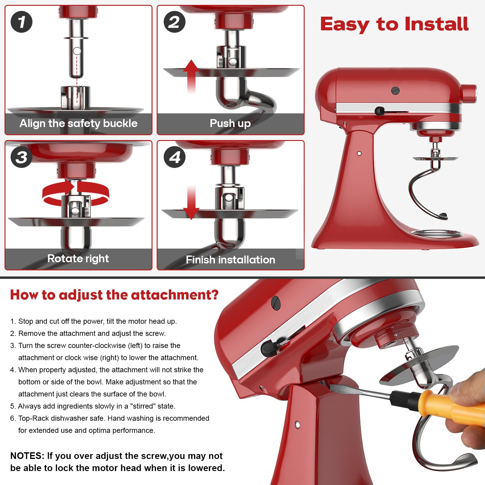 Stainless Steel Dough Hook for Kitchenaid Stand Mixer, Bread Hook for 4.5Qt -5 Qt Tilt-Head Stand Mixer, Dough Hook for Kitchenaid Mixer Attachments, Dishwasher Safe by GVODE