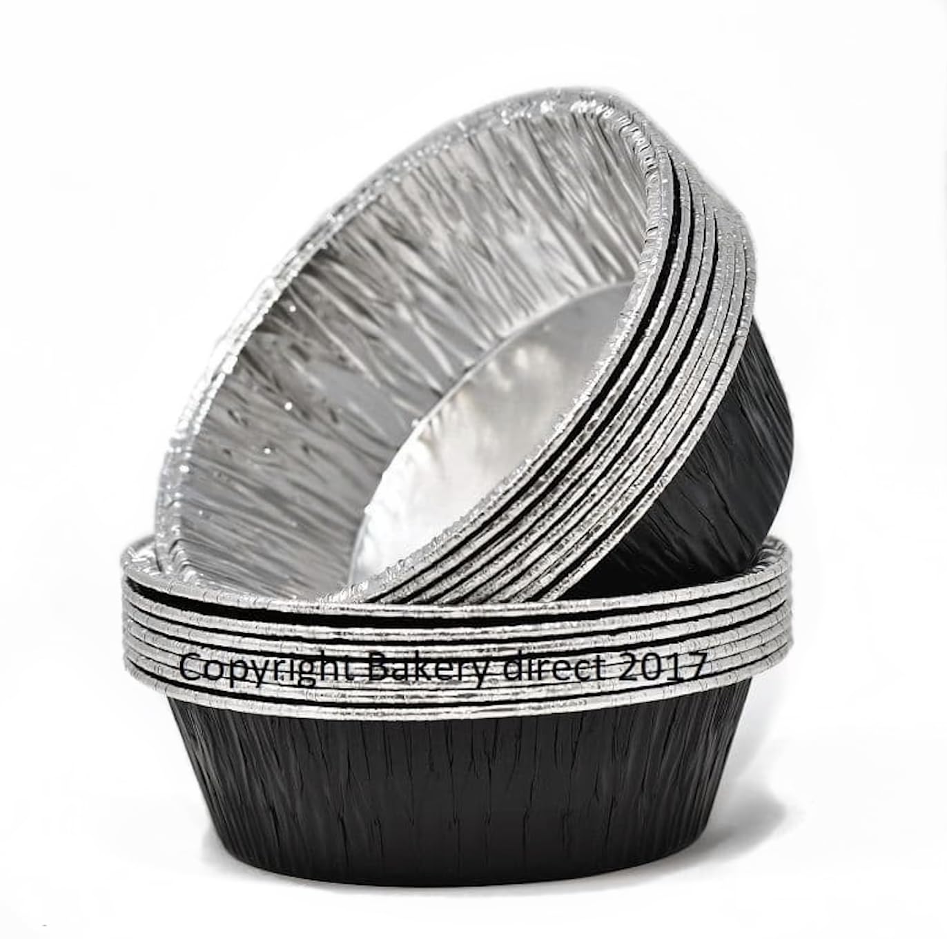 Bakery Direct 50 Round Aluminium foil Pie foils/Dishes in 4 Colours! (Black/Silver)