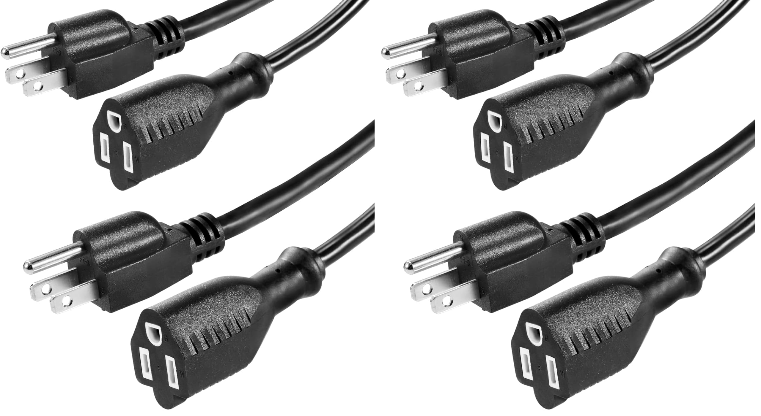 UL Listed Waterproof Power Extension Cord,DanYee Indoor/Outdoor(Marked General Use on The Tag) 16 AWG Heavy Duty AC SJTW Electrical Extension Cable (NEMA 5-15P to NEMA 5-15R)(10FT 2PACK,Black) Image