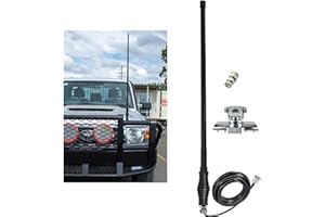 SIGNALPLUS 2m 70cm GMRS Mobile Antenna for Vehicle, VHF UHF Car Ham Radio Antenna with Spring Base, Car Bonnet Bracket, PL259, Compatible with Amateur Mobile Radio, Ham Radio, GMRS Two Way Radio