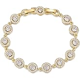 MEIITRUE Tennis Bracelets for Women 14K Gold/White Gold Plated 5mm Round Heart Shape Cubic Zirconia Bracelets Trendy Dainty Rhinestone Bracelet Jewelry Gifts for Her Mom Wife