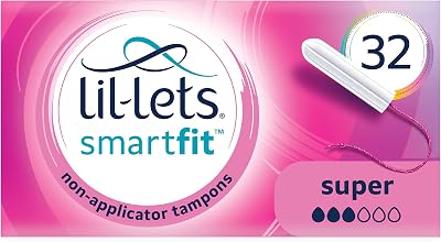 Lil-Lets Non-Applicator Super Tampons 32 Count SmartFit Plant Based 9-12g