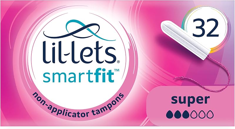 Lil-Lets Non-Applicator Super Tampons 32 Count SmartFit Plant Based 9-12g