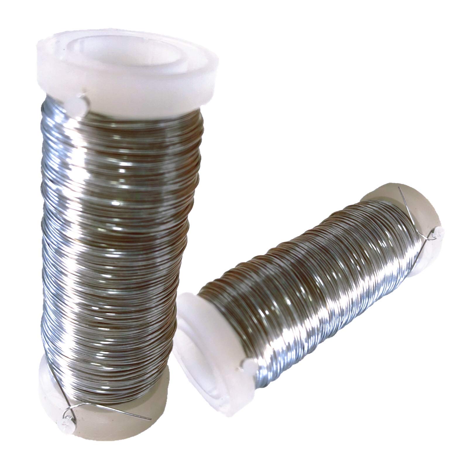 2 Roll 0.35 mm Silver Florists Wire - Flexible Paddle Wire for Craft Binding & Flower Wreath Making — image 1