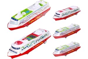 Kisangel 5Pcs Cruise Ship Models Ocean Liner Boat Toy Vessel Powered Ship Model Educational Toys for Children Back to Power F