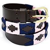 AAProTools Polo Belt Hand-Stitched leather belt Navy Blue & Pink Color 36" BLT-07