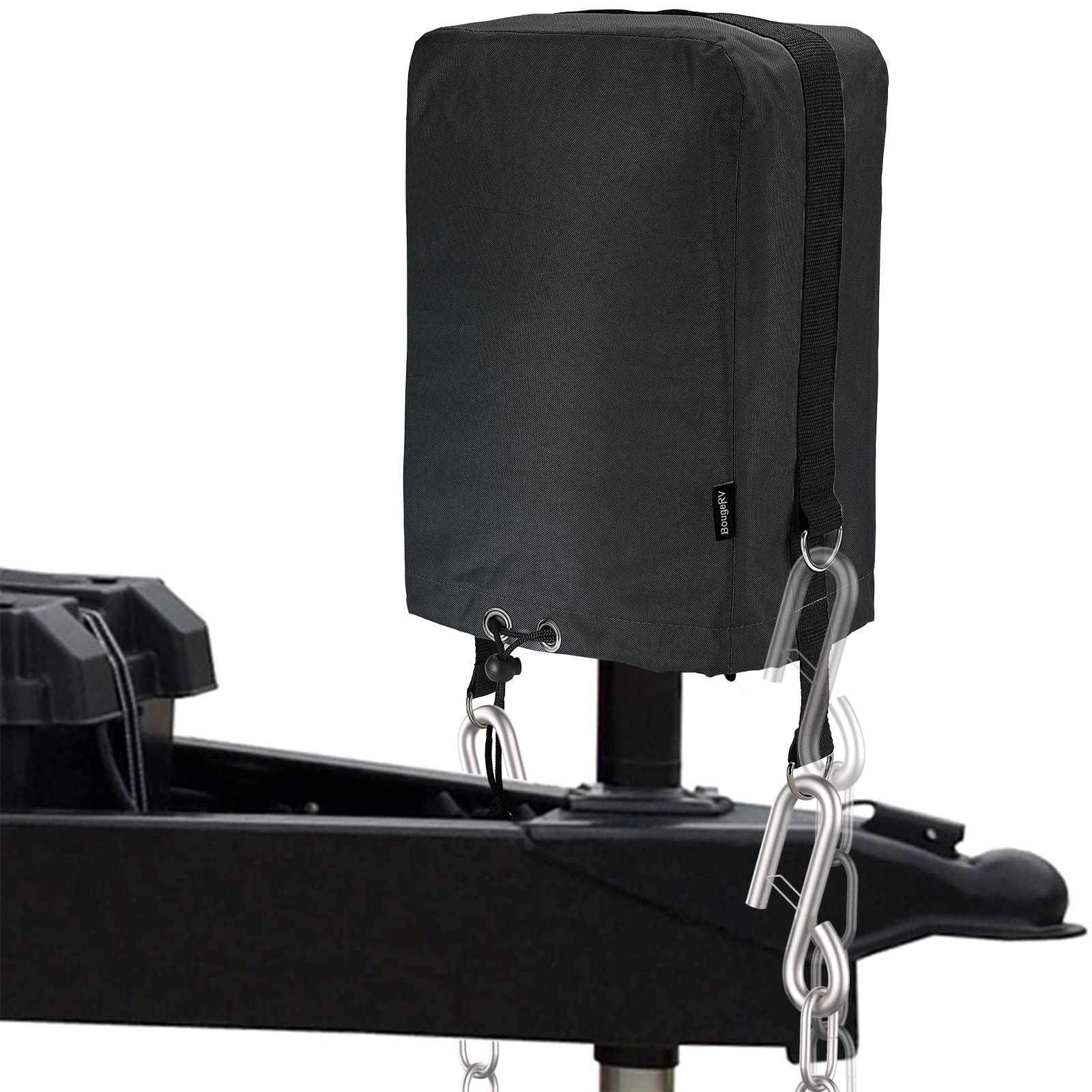 BougeRV RV Electric Tongue Jack Cover with D Rings, 600D, Universal, Black