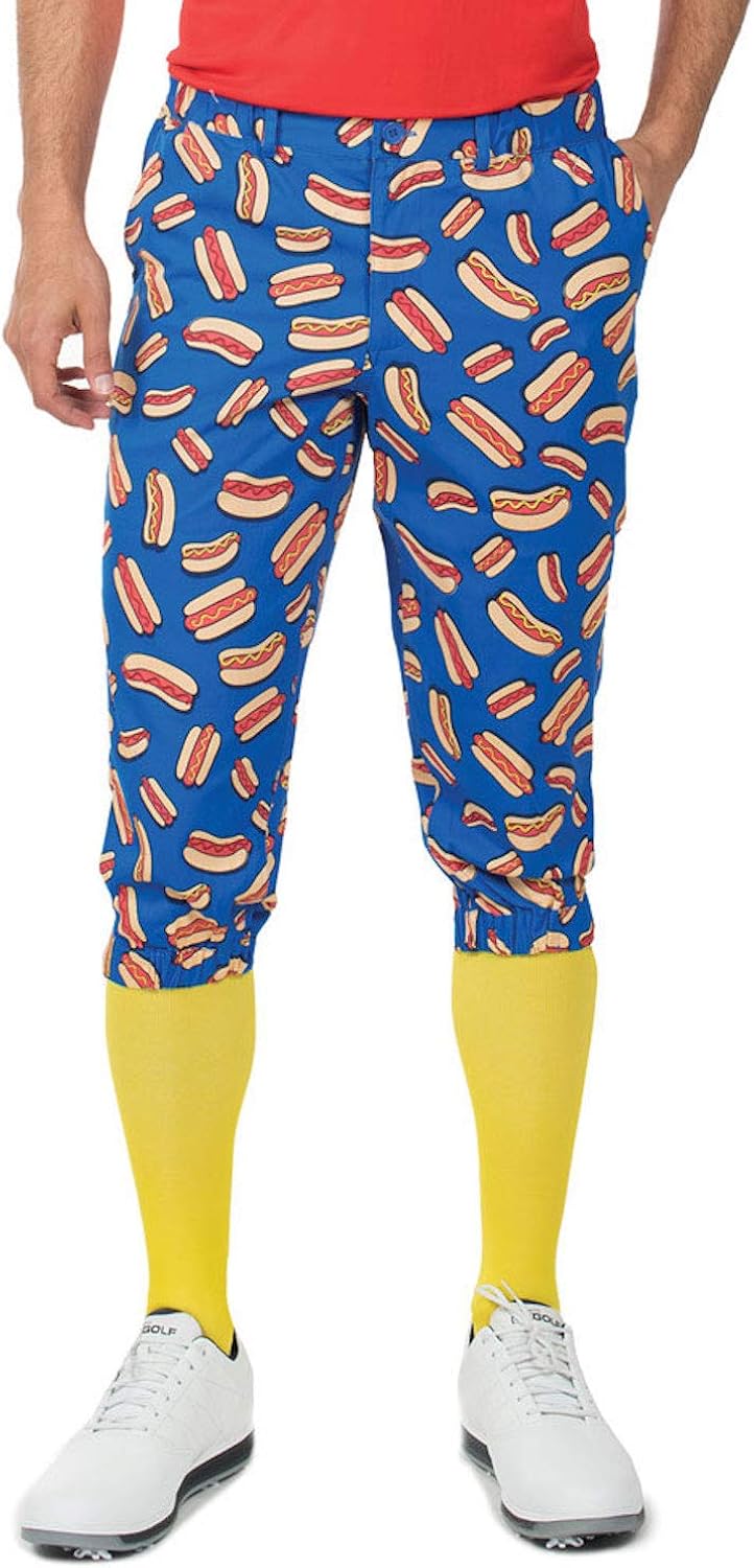 Men's Loud Golf Knickers and Socks - Traditional Retro Bright Golf Pants: Clothing