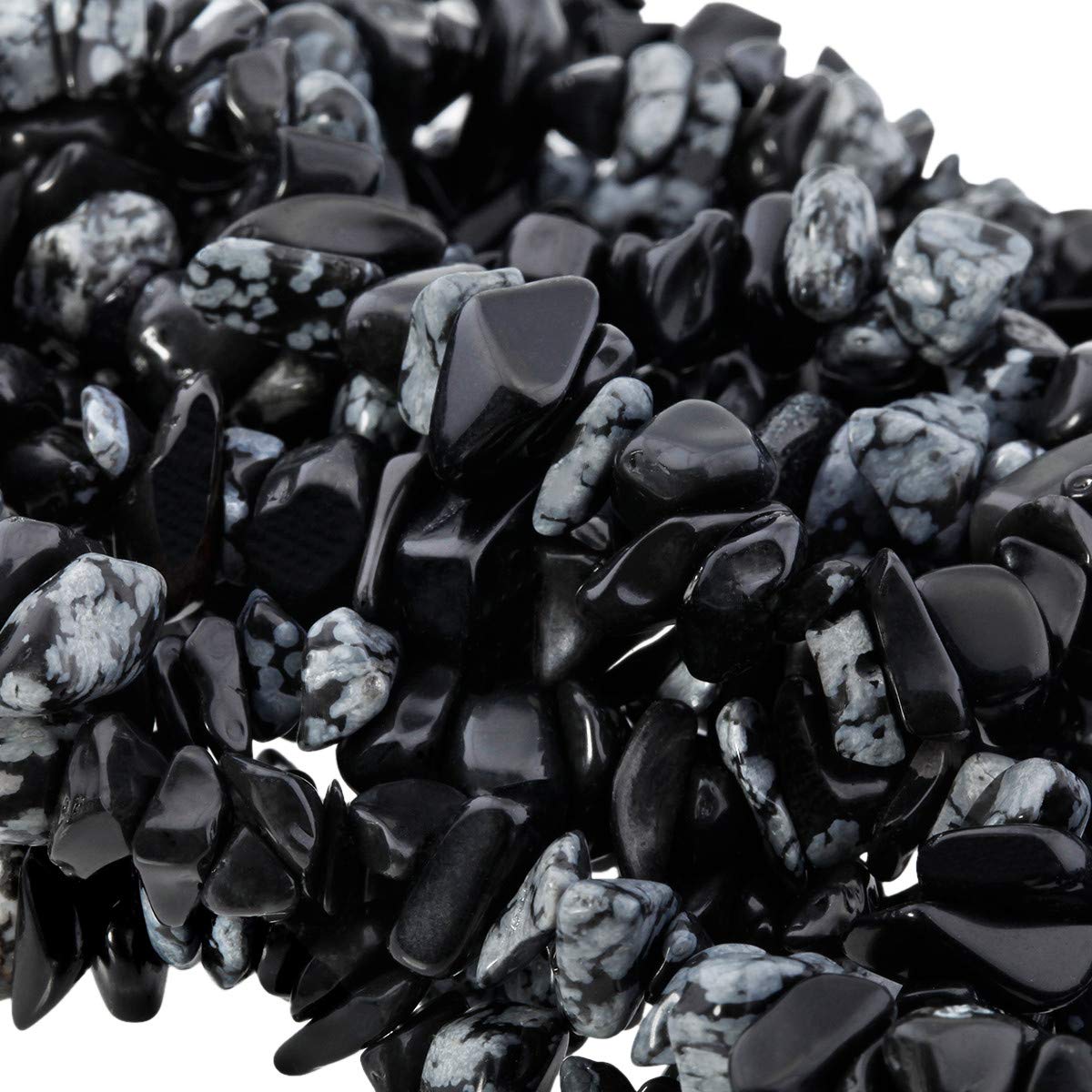 Nupuyai Snowflake Obsidian Irregular Polished Beads for DIY Jewelry Making Bracelet Necklace, Chip Stones for Chakra Healing 80cm