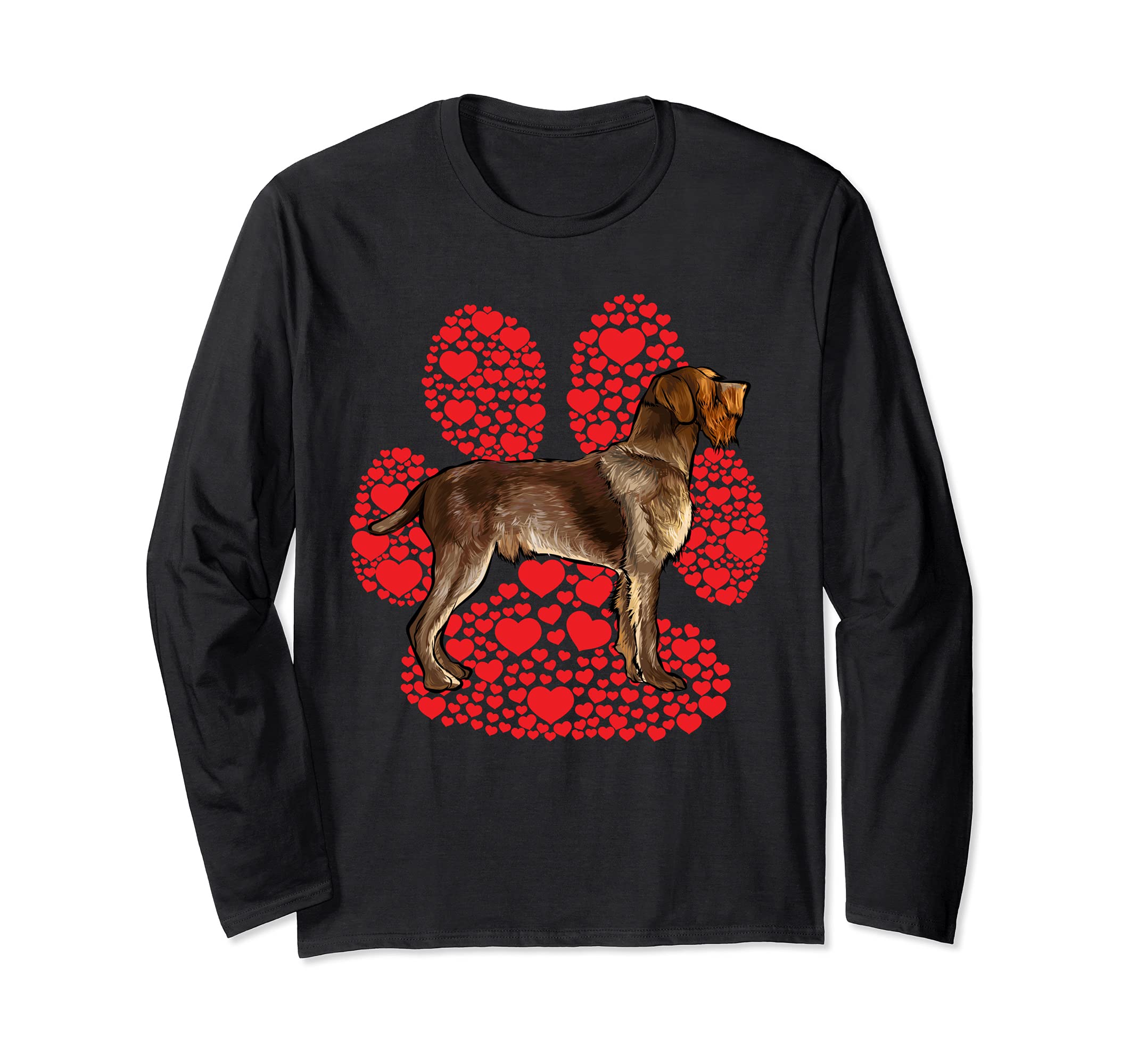 Wirehaired Pointing Griffon Valentines Day Dog Love Paw Long Sleeve T-Shirt