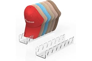Nicetree Hat Organizer for Baseball Caps, 2 Pcs No Install Acrylic Hat Racks for 14 Baseball Caps Storage, Hat Stand for Caps Display and Organizer for Dresser, Bedroom, Closet, Office