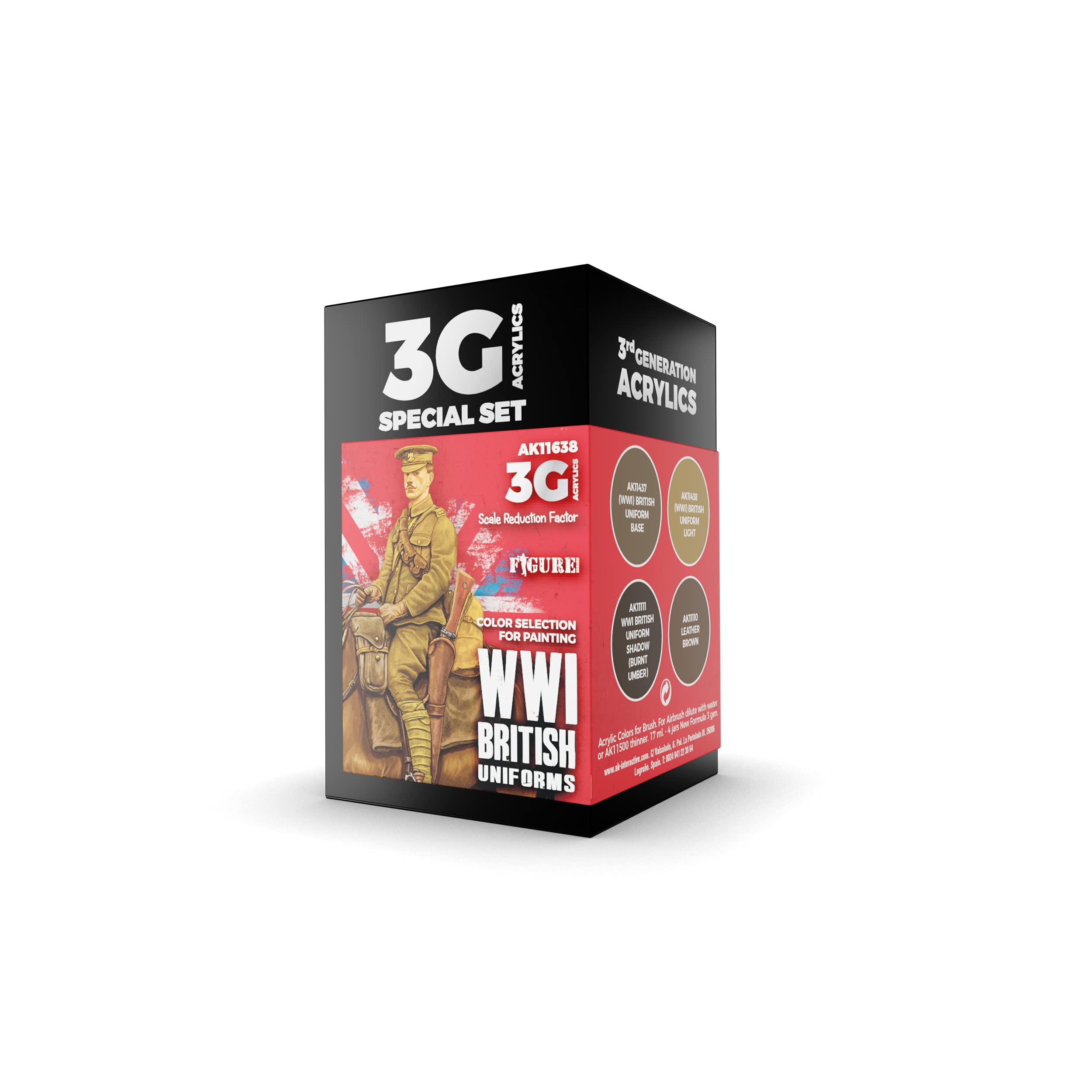 3G Acrylics Special Set AK Interactive 3rd Gen WWI British Uniform Colours # 11638