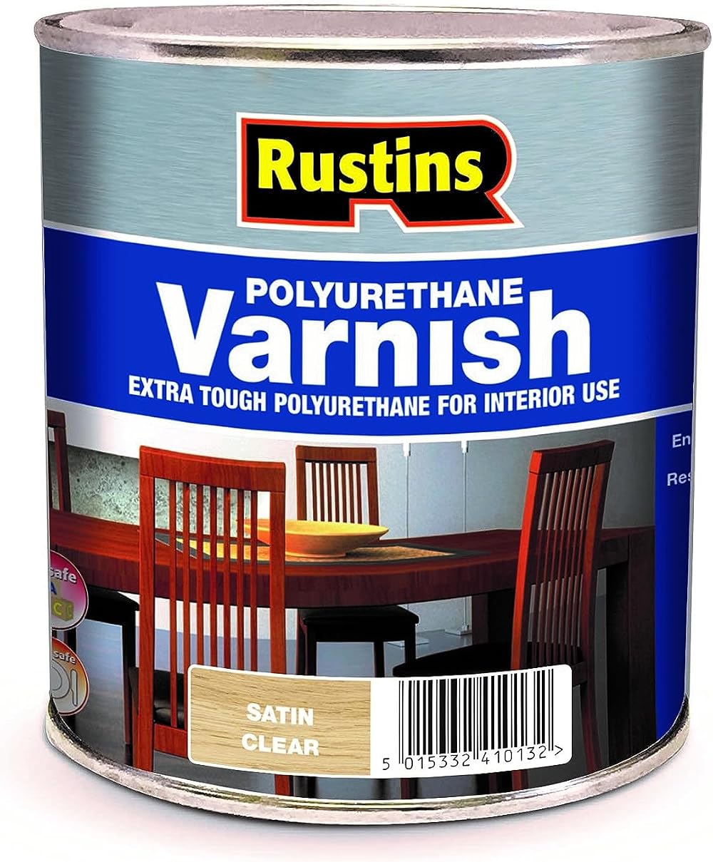 Rustins Polyurethane Varnish Clear Satin 500ml Wood Finish