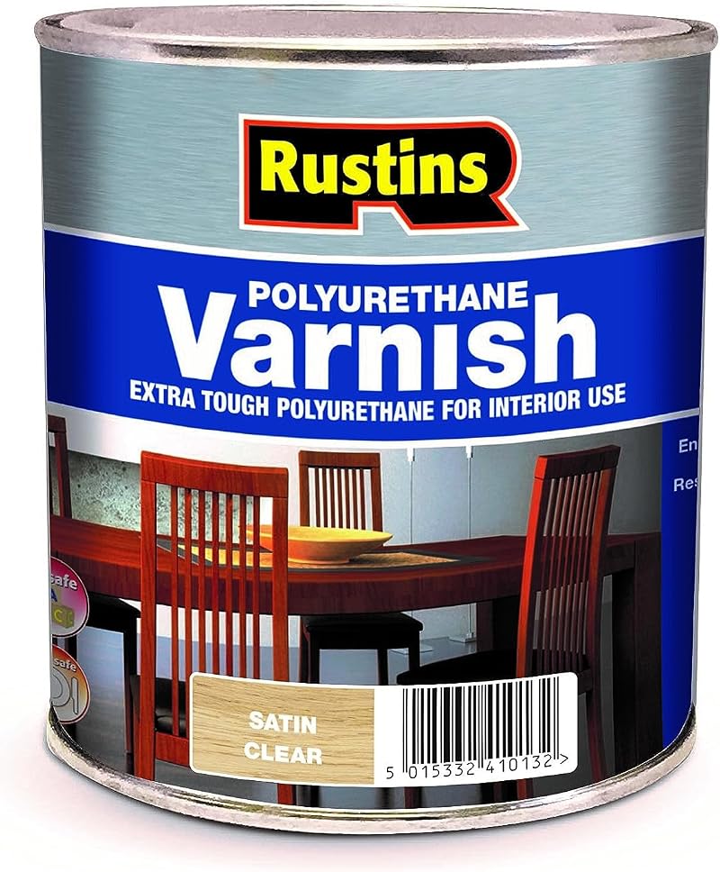 Rustins Polyurethane Varnish Clear Satin 500ml Wood Finish