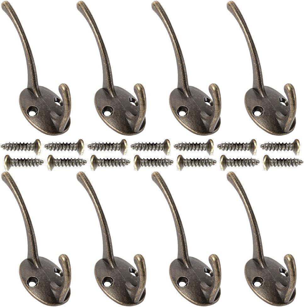 Librao 10Pcs Antique Coat Hooks Robe Clothes Rack Wall Mounted Hat Towel Hanger Vintage Style for Kitchen Bathroom Bedroom Office Lavatory Closets (Bronze)