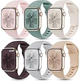 6 Pack Silicone Bands Compatible with Apple Watch Band 42mm 41mm 40mm 38mm 46mm 45mm 44mm 49mm Women Men, Patented Wristband Soft Sport Waterproof Strap for iWatch Series 11 10 9 8 7 6 5 4 3 SE Ultra
