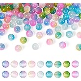 Magibeads 180Pcs Cat Eye Glass Beads 8mm Round Crystal Gradient Colored Small Kandi Beads for Bracelets Crafts DIY Jewelry Making Supplies Pink Blue Green 9 Colors
