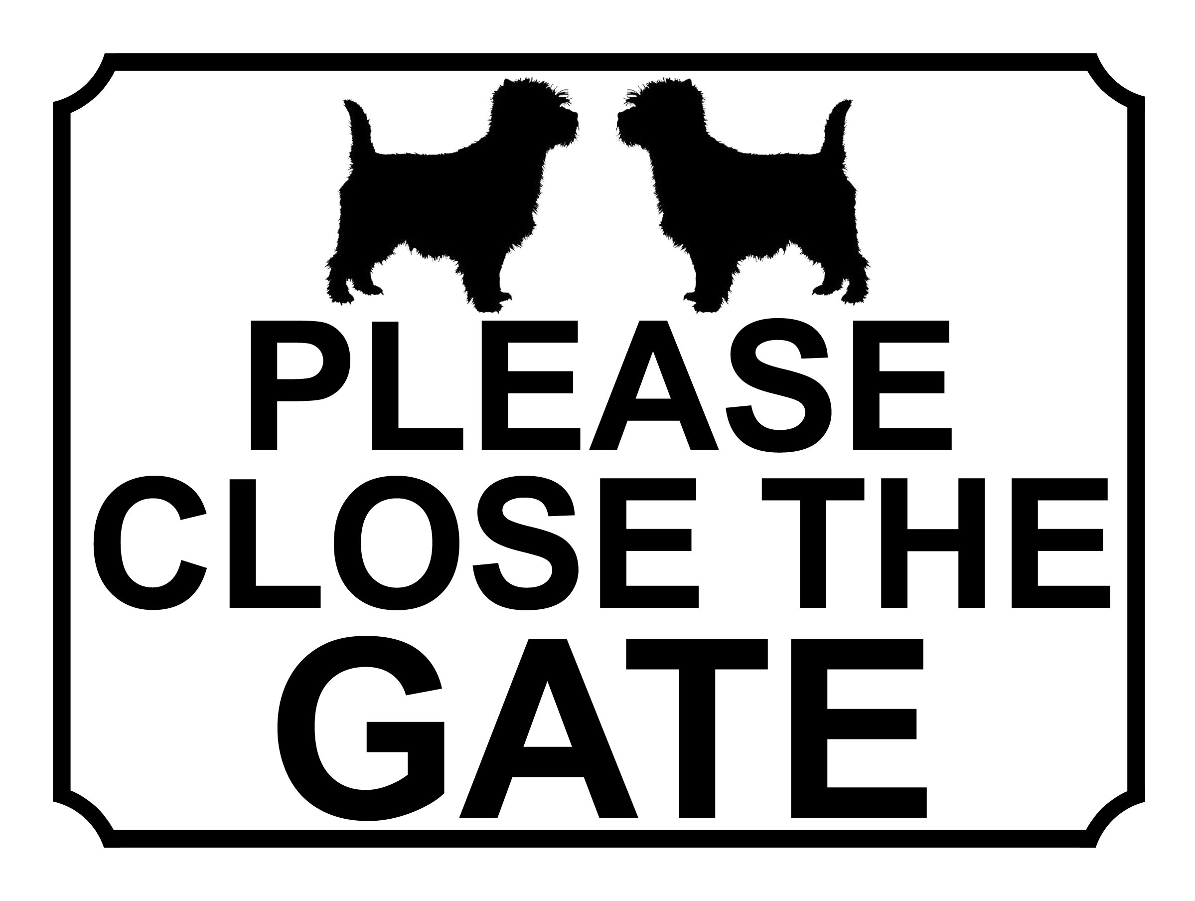 SHAWPRINT PLEASE CLOSE THE GATE DOG THEME METAL SIGN 267MM X 200MM (498H1L) LARGE 10" X 8"