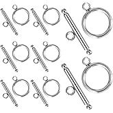 30 Sets 0.55in Toggle Clasps for Jewelry Making 304 Stainless Steel Jewelry Clasps and Closures Round IQ Toggle Clasp & T-Bar Clasp Bracelet Closures for Necklace DIY Crafts OT DIY Materials