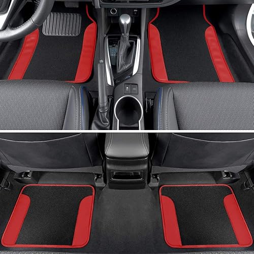 carXS Forza Series Red Covers Full Set Combo with Car Floor Mats