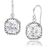 925 Sterling Silver Dangle Earrings for Women - Rope with Cubic Zirconia Vintage Design - Hypoallergenic, Lead & Nickel Free - Artisan Handcrafted Statement Earrings by Jean Rachel Jewelry