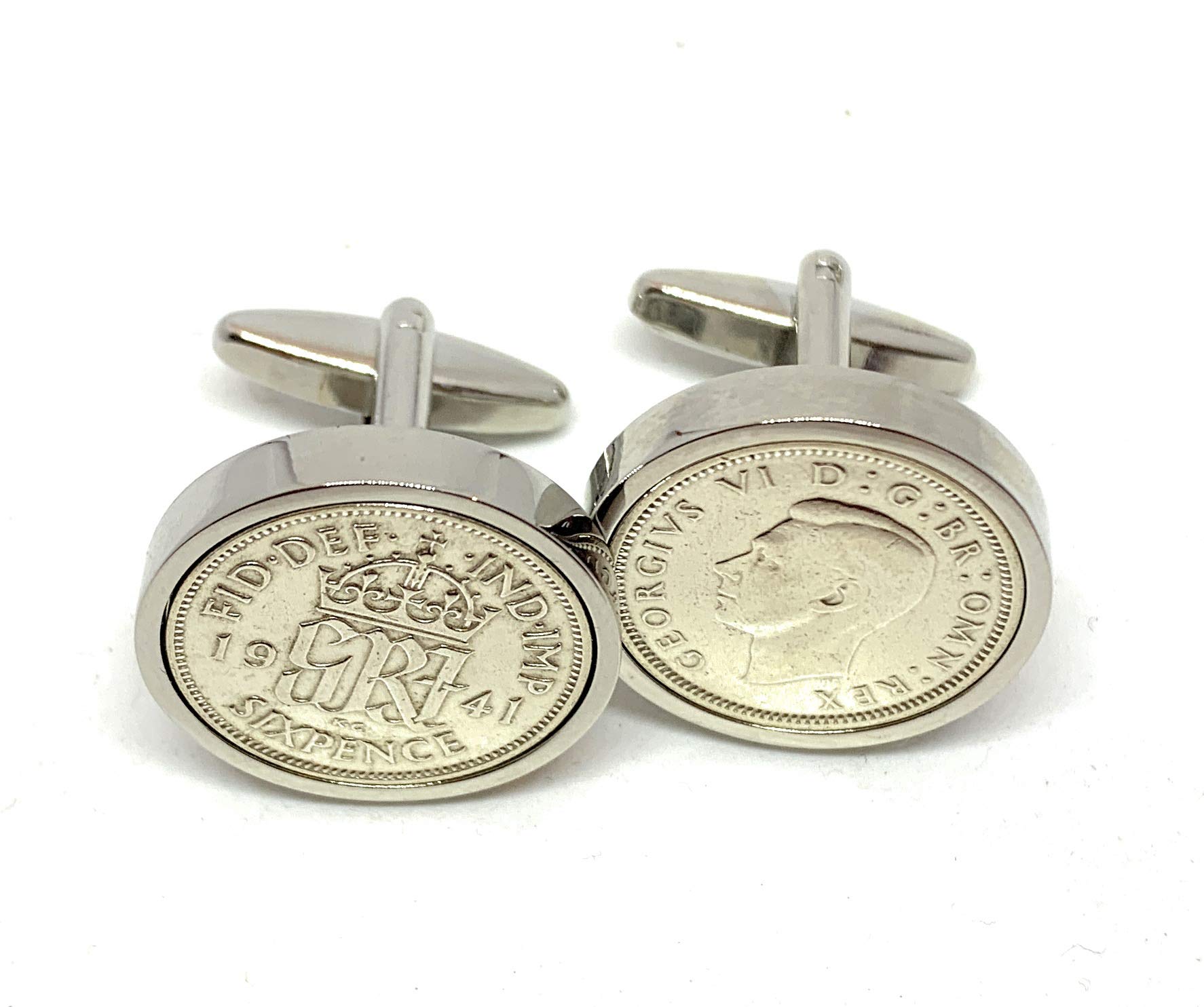 Premium 1941 Lucky sixpence cufflinks for a 85th Birthday cufflinks HT
