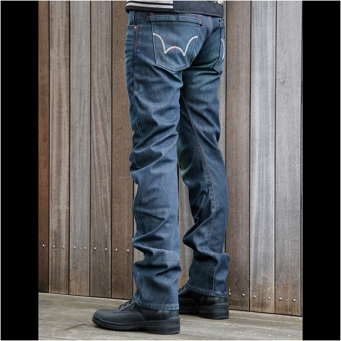 Amazon Co Jp 56デザイン 56design ワイルドファイア ジーンズ Edwin Rider Jeans Wild Fire エドウィン バイク用 デニム パンツ L グリーンステッチ ワンウォッシュ 服 ファッション小物