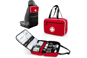 MELINON Portable First Aid Bag, Empty Emergency Trauma Kit with Reflective Strips, Multi-Compartment Medical Organizer for Travel, Camping, Car, Outdoor and Home, BAG ONLY (Red)