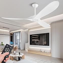 Solid Wood Ceiling Fans without Light, 60 Inch Real