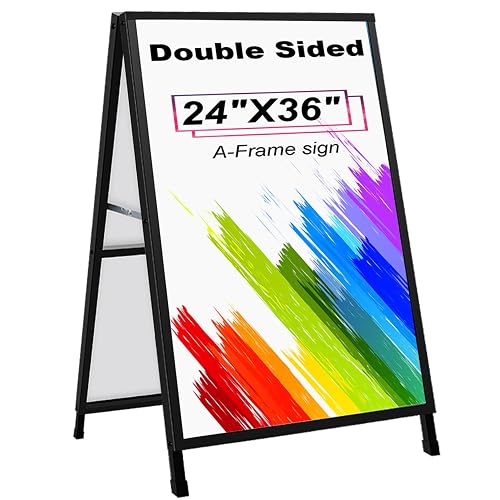 AkTop Heavy Duty A Frame Sidewalks Signs 24 x 36 Inch, Double-Sided ...
