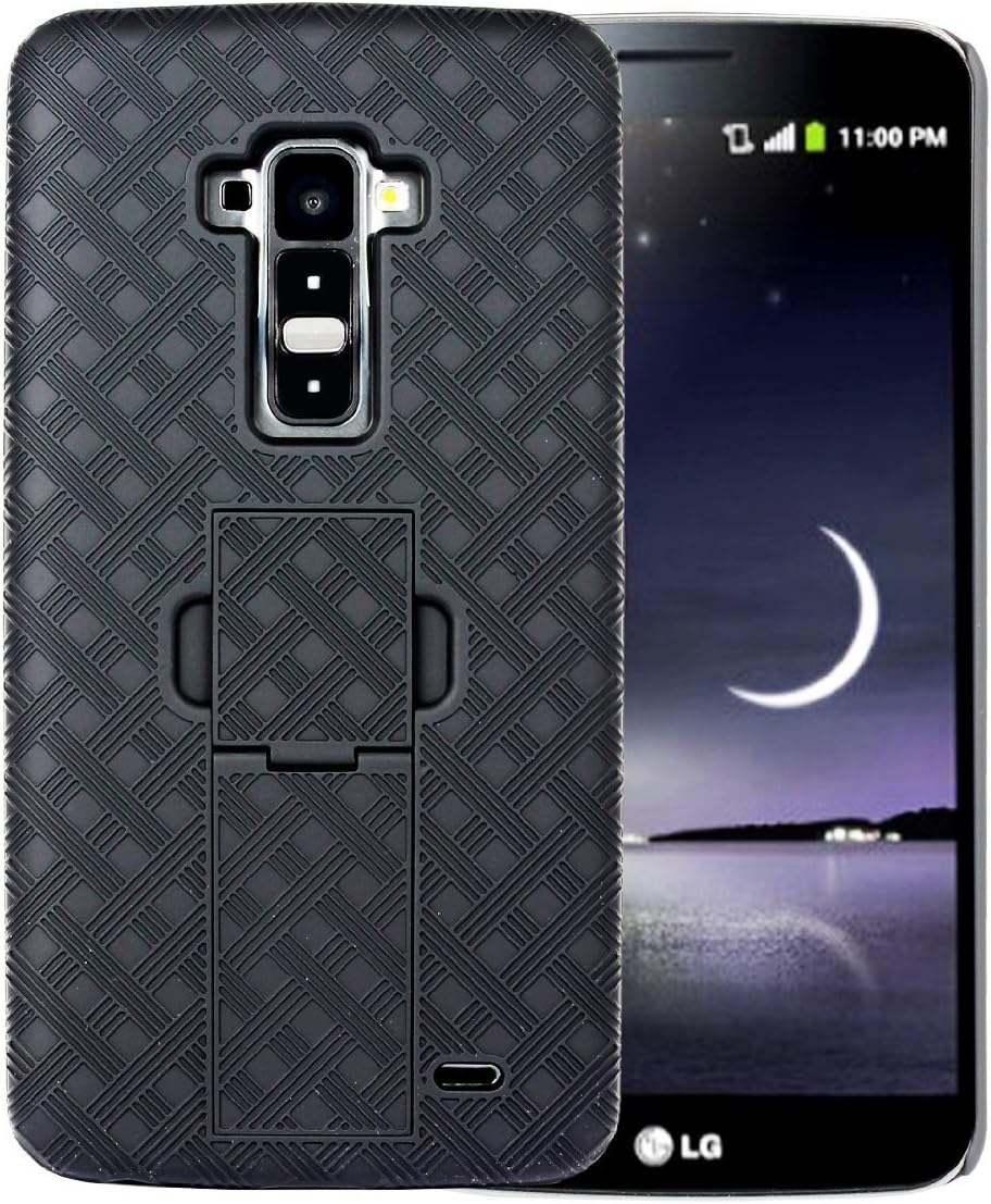 Saapni Premium LG G Flex Holster Combo with Kick-Stand Belt Clip Holster - Black- - Fits Any Version for LG G Flex includes Models for AT&T, Verizon, Sprint, T-Mobile, International Unlocked (A.K.A LG G Flex Case / LG G Flex Holster Case / LG G Flex Belt Clip / LG G Flex Kickstand Case / LG Flex Case / LG Flex Holster)