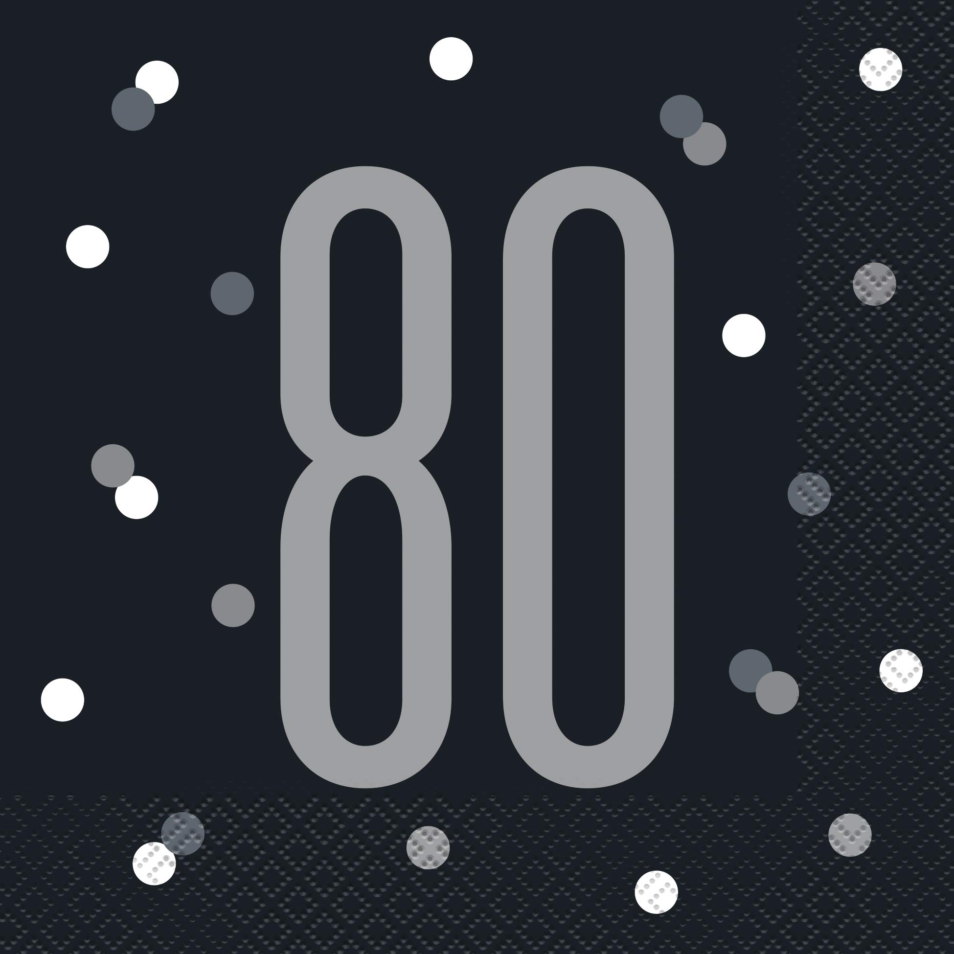 Stunning 80th Glitz Black & Silver Luncheon Napkins (16cm) - Chic & Elegant Party Essential - Perfect for Special Occasions - 16ct