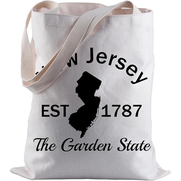 G2TUP New Jersey Tote Bag – Segeltuchtasche, 35x38 Cm, Mit State-Map-Print, Souvenir & Einkaufstasche