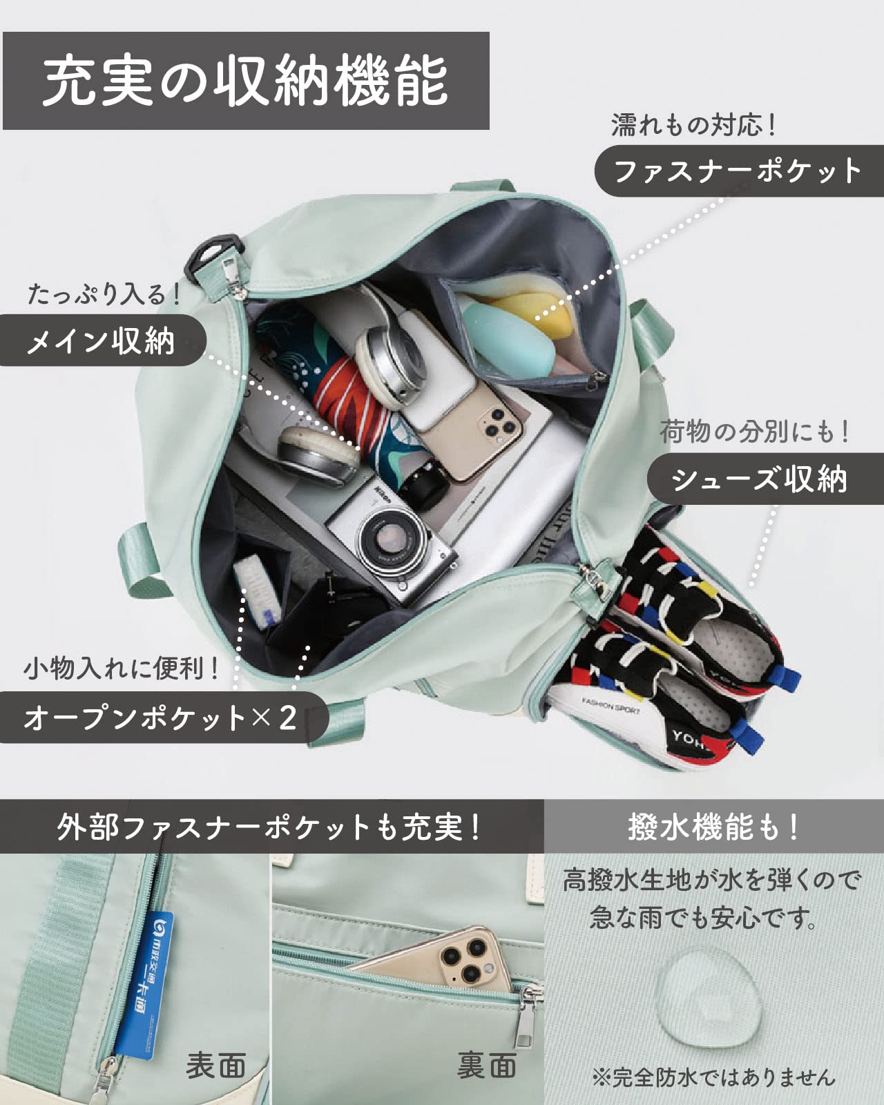 RIMINA Sports Bag, Gym Bag, Travel Bag, Boston Bag, Shoe Storage, Large Capacity, 4 Way, Unisex, Dry & Wet Separation, Outdoor, Golf Bag, Carry-on Swimming Bag, Duffle Bag, Travel Bag, Pink