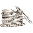 Efulgenz Oxidized Indian Bangles for Women Indian Oxidized Jewelry Boho Vintage Antique Tribal Indian Oxidized Bracelet Bangles Set Jewelry (20 Pcs)