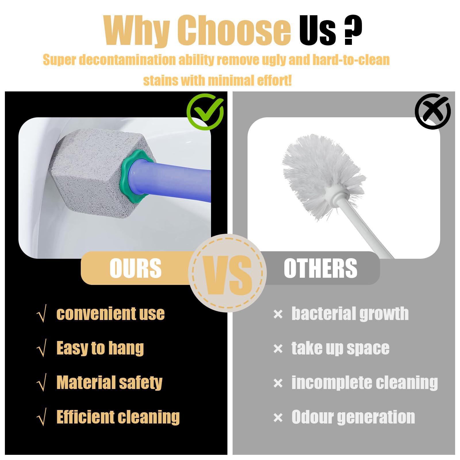 Bimsstein WC-Bürste, 6 Reinigungs-Nachfüllpackungen mit Griff, wiederverwendbar, effektive Reinigung, für Toiletten, Küchen, Spülen und Waschbecken 3