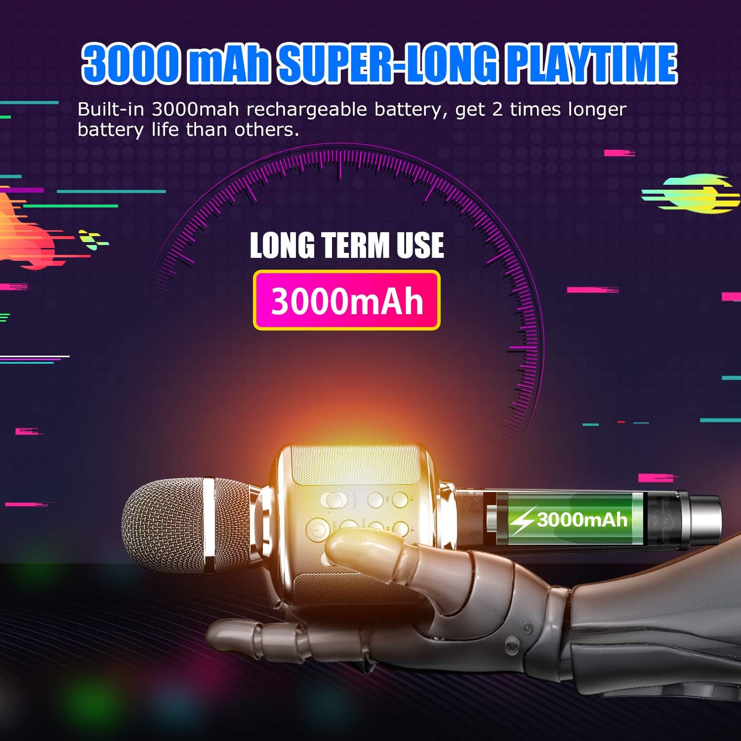 Karaoke Microphone Wireless Singing Machine with Bluetooth Speaker for Cell Phone/PC, Portable Handheld Mic Speaker Support Reverb/Duet: Musical Instruments